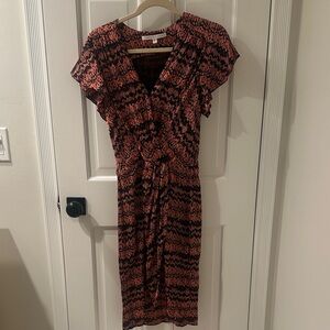 Veronica Beard Orange and Black Midi Dress